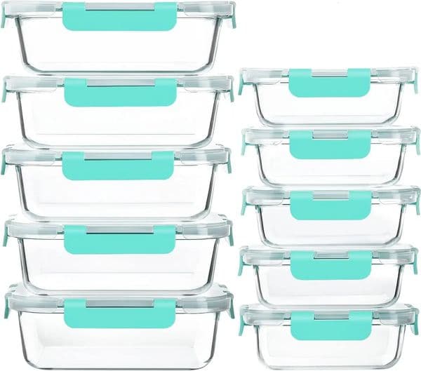 Homeu003eProductsu003eGlass Meal Preparation Container WLids MCIRCO Glass Food Storage WSnap Locking Lids Airtight Lunch 240806