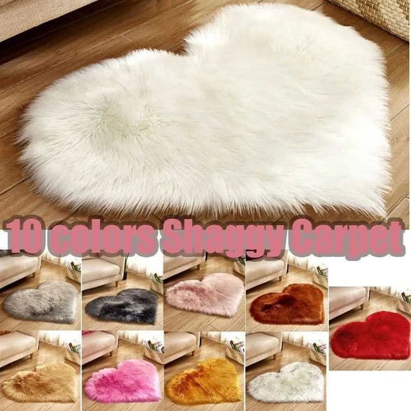 30X40cm Shaggy Carpet Faux Wool Heart Shaped Carpet Chair Sofa Cushion Living Room Bedroom Decorative Floor Mats Washable Z260514