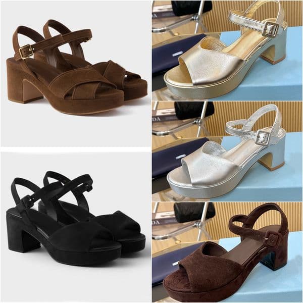 7.5cm vintage designer heels sandals padded suede platform sandals designer sandals women shoes platform heels sandals luxury summer sandal open toes beach sandal