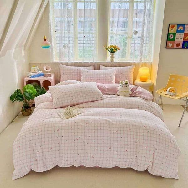 Soft and waxy small fresh washable printed bedding quilt cover sheet home four-piece set 26Y0514