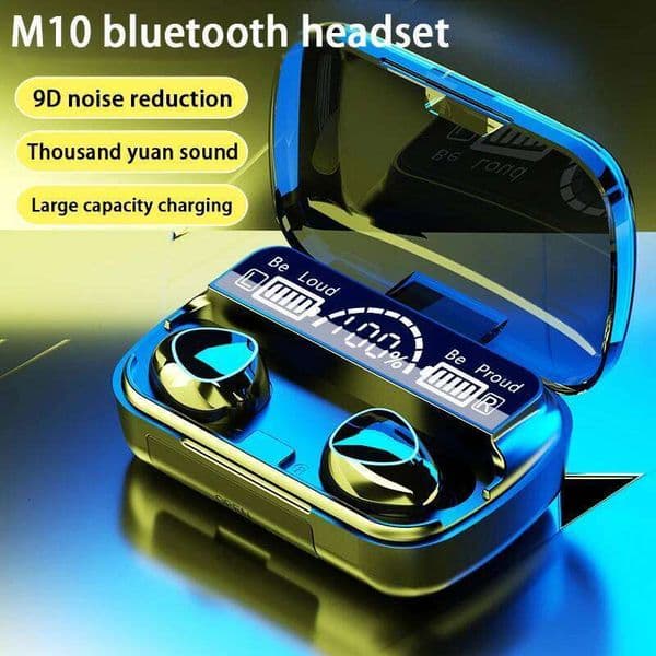 TWS M10 Wireless Bluetooth Headset with Charge Box for Phone Noise Cancelling Mic Earbuds LED Display Headphones Sport Earphones W260514