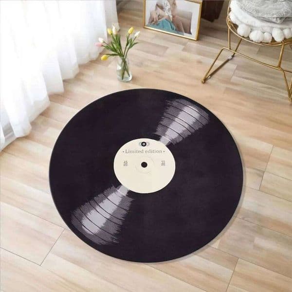 Retro Vinyl Record Rug Machine Washable Music Lover Gift Audio-Visual Bedroom Hallway Living Room Porch Floor Mat W260514