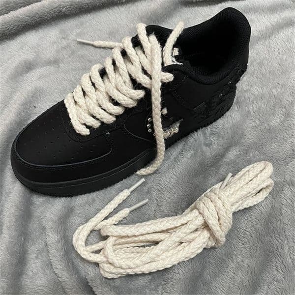 1 Pair Round Shoe Laces Linen Weave Cotton Shoelaces For Sneakers Canvas Shoes Accessories Wear-resistant Shoelace Shoestring 260514