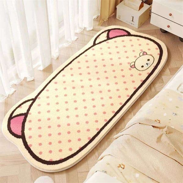 VIKAMA Kawaii Rilakkuma Soft Plush Rug Non-slip Cozy Floor Mat For Bedroom Kids Nursery Playroom Home Decor Birthday Gift W260514
