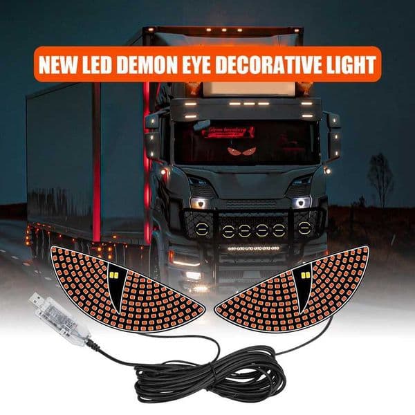 2Pcs Car LED Devil Eye Decorative Light Rear Warning Light Red Dynamic Demon Eyes Atmosphere Light Auto Decoration Accessories T260514