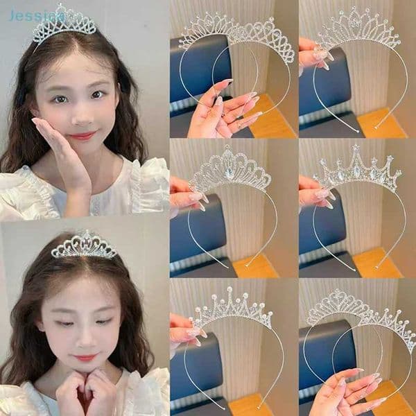 Sparkling Crystal Tiara Headband - Princess Crown Hair Accessory For Girls Parties Weddings Special Occasions L260514O7MU