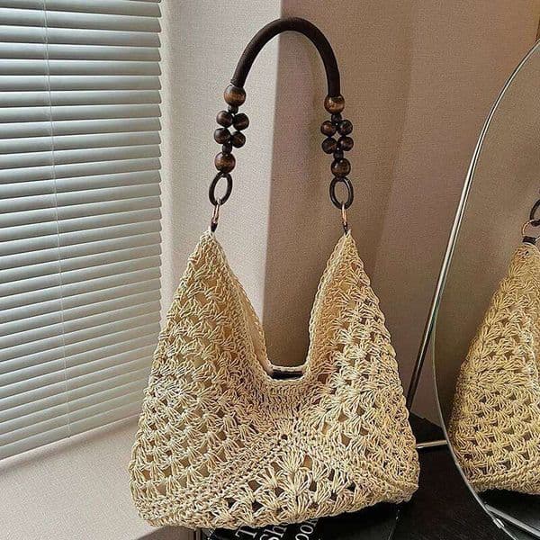 Women S Large Capacity Woven Straw Tote Summer Beach Vacation Bag Fashion Commute Shoulder Handbag QIBALIANGPIN