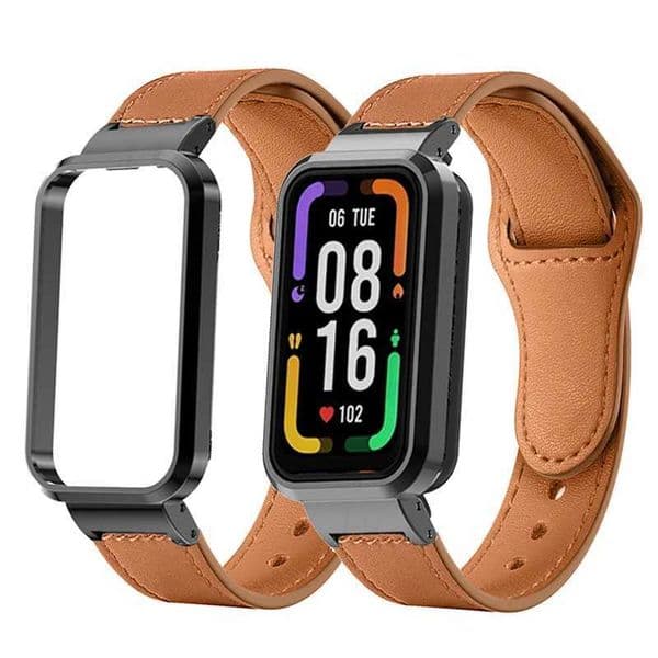Leather Strap For Redmi Band Pro Smart Band BraceletsMetal Cover For redmi smart band pro Wristband Protective Case Shell FrameJ260514