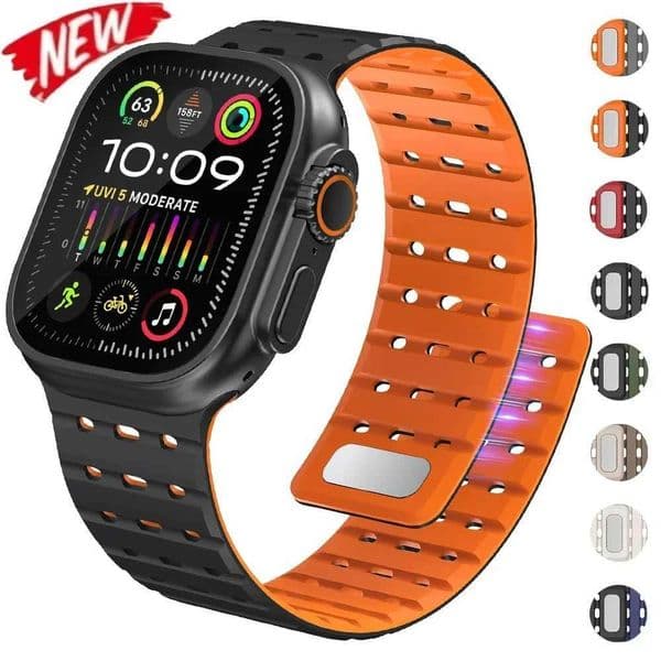 magnetic strap for Watch tra3 49 38mm 40 41 44 45 46mm sports breathable Silicone bracelet iWatch series 11 10 9 8 7 6 5J260514