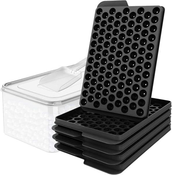 WIBIMEN Mini Ice Cube Trays 055 Tiny Pebble Ice for Iced Coffee Cocktails Fast Chill Easy Twist Release Stackable with Lid Storage Bin 4 Pack Blue01