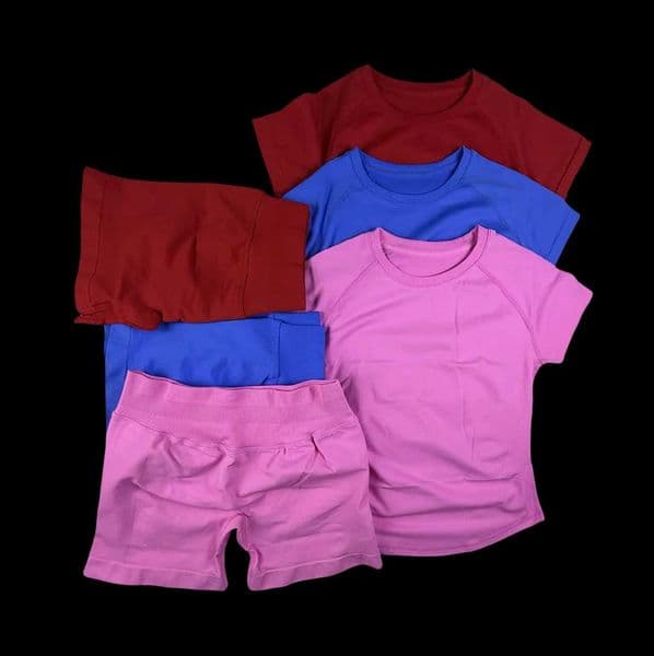 2 Pcs Impact Sports Sets Short Sleeve Seamless Yoga Top Fitness Set Women Workout Running Sports Shorts Gym Suit C260514