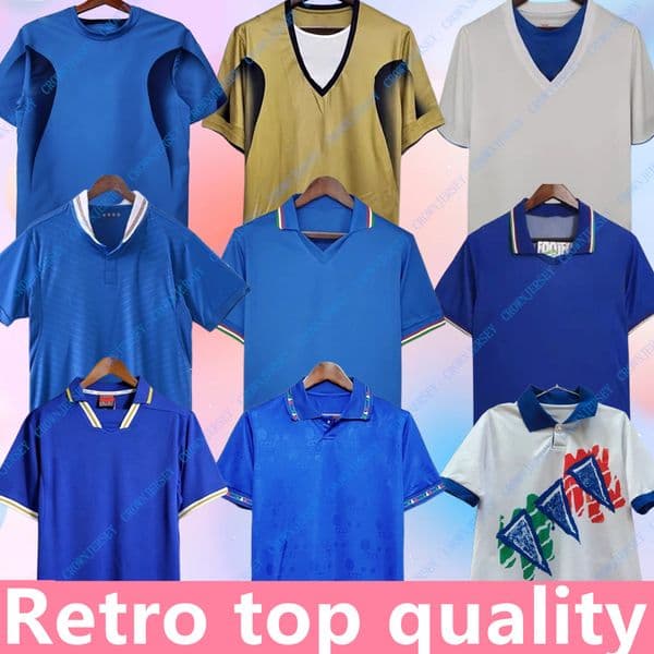 Retro classic Italy soccer jerseys 1990 94 96 98 2000 04 06 2012 19 20 21 Italia MALDINI R.BAGGIO Nesta CANNAVARO PIRLO DEL PIERO TOTTI Balotelli football men kids shirts
