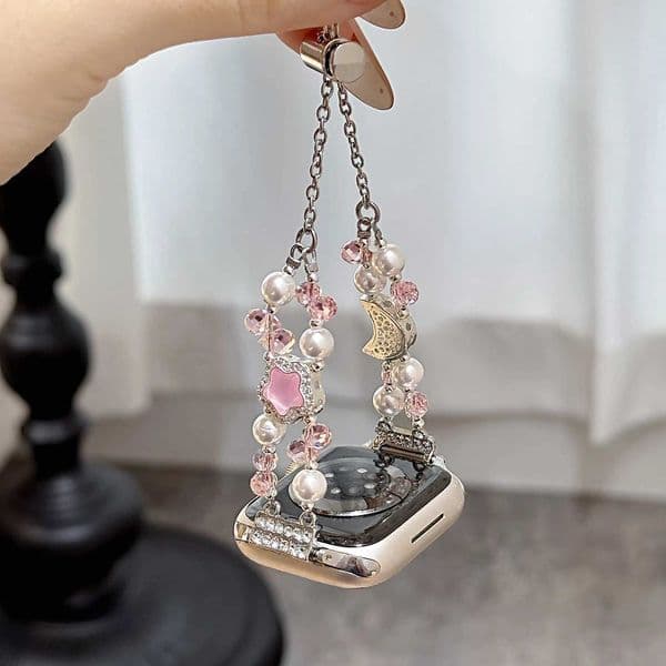 Womens Pearl Sparkling Star Bracelet Strap for Watch Strap 46/45/44/42/40-40mm Premium Fragrant Strap for iWatch Series X260514