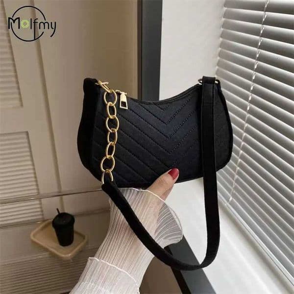 Mini Shoulder Bags for Women Fashion Felt Womens Bag Design Advanced Underarm Handbags Beautiful Purses Crescent SaddleBag 2024 H260514
