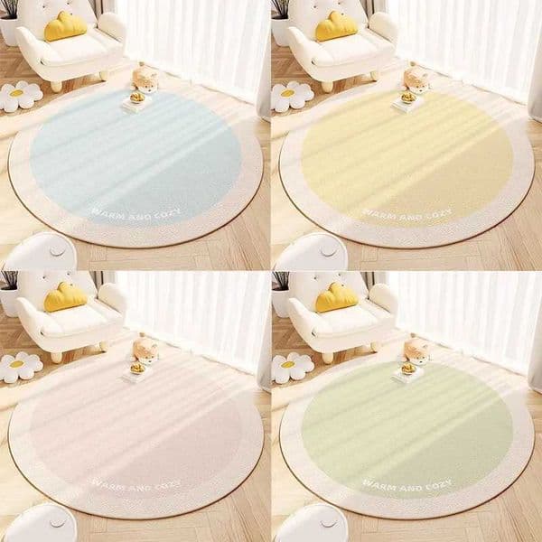 WARM AND COZY Printed Round Rug Beige Brown Border Soft Floor Mat for Nursery Living Room Home Decor Non-Slip Carpet Z260514