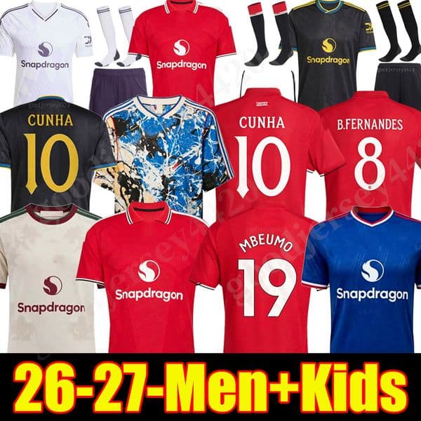 ManUnited soccer jersey 26 27 Manchester football Tops kit shirt UTDs United stone roses Special ZIRKZEE MBEUMO SESKO B. FERNANDES CUNHA CANTONA men kids uniforms
