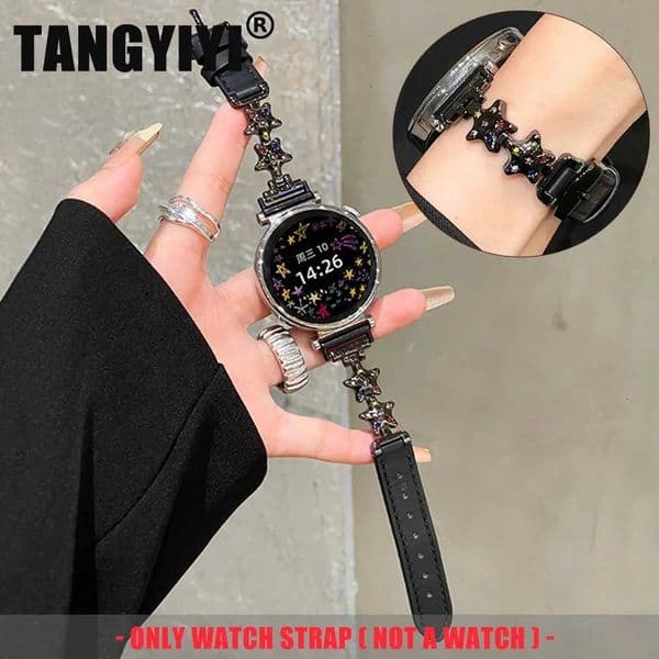 18/20/22MM Band For Galaxy Watch 7 6 4 Classic 5 Pro Luxury Metal Diamond Star Leather Bracelet Strap Amazfit Bip GT2 3J260514