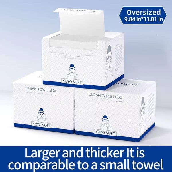 Disposable face towels, 50 pieces, 25x 30cm 80gsm EF texture boxed cleansing towels for daily skincare, makeup removal, home and travel use