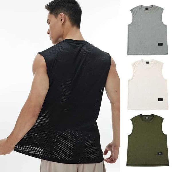 Mens Loose Casual Sports Vest Basketball Fitness Mesh Breathable Sleeveless T-shirt Running Bottom Shirt Marathon Tank Top T260514