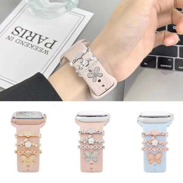 Metal Chs Watch Band Decoration Ring For Watch Diamond Ornament Smart Watch Silicone Strap Bracelet Jewelry AccessoriesJ260514