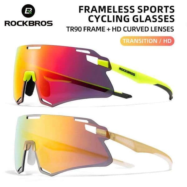 ROCKBROS Cycling Lightweight Frameless Bike Glasses High-Definition Lenses Road Bicycle Protection Goggles Sport Eyewear 26W0514