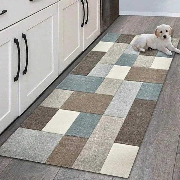 VIKAMA Modern Geometric Rug Non-Slip Kitchen Mat Long Laundry Room Mat Entryway Hallway Mat Bedside Decorative Rug Z260514