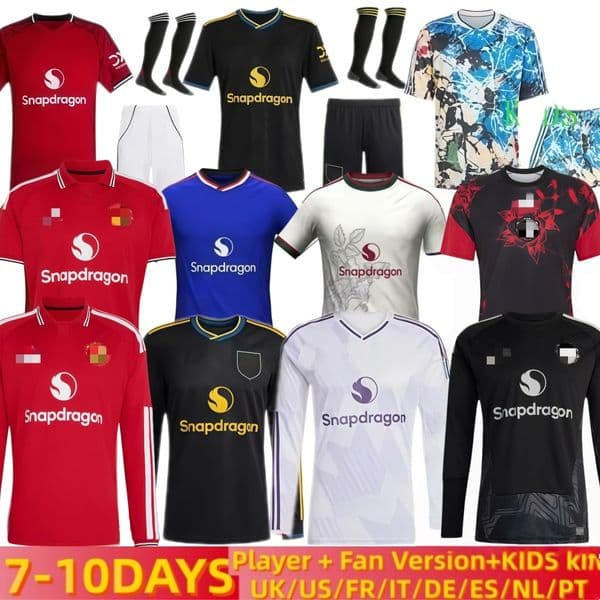 26 27 ManUnited soccer jersey Manchester 25 26 United football shirt B. FERNANDES GARNACHO MAINOO ZIRKZEE long short jersey for player and fan kid kit Stone Roses