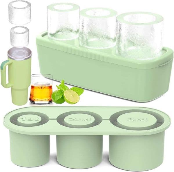 Ice Cube Tray for Tumbler Cup 30Oz40Oz3 P csS iliconeC ylinderI ceM oldw ithL ida ndB inf orF reezerE asyF illa ndR eleaseI ceM akerf orW hiskeyC ocktailB PAFreeGr een40