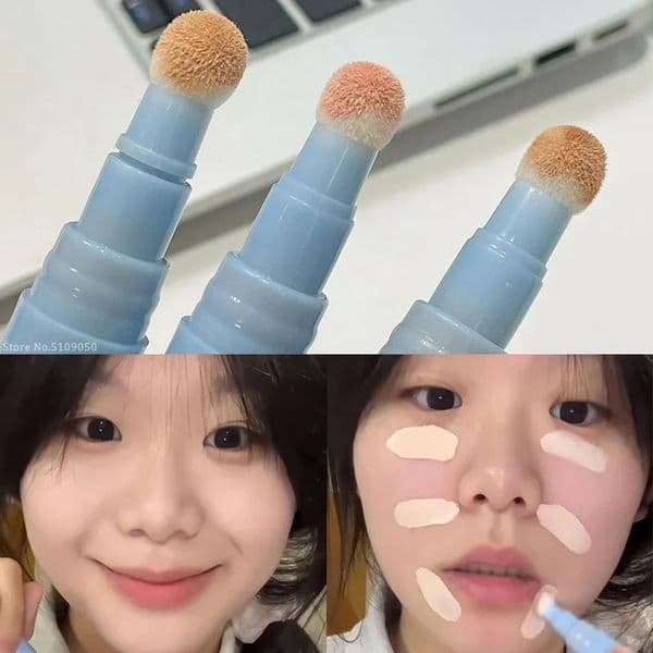 Soft Plush Head Concealer Pen Detail Covering Dark Circles Even Skin Tone Oil Control Foundation Face Holding Makeup 260513