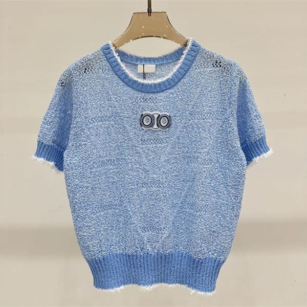 Designer Women Elegant Knit T Shirt Hollow Out Breathable Soft Casual Top Summer Spring Daily Outfits
