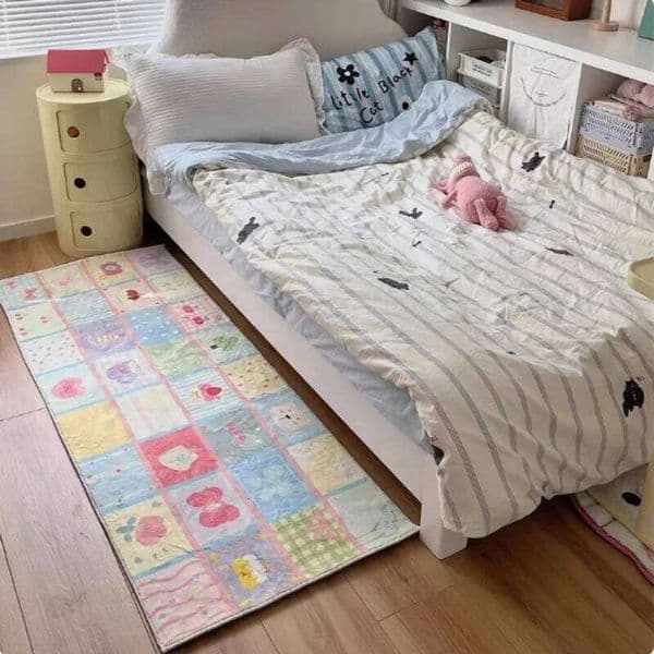 VIKAMA Cartoon Stripe Cute Bedroom Bedside Hallway Laundry Window Rug Home Decor Floor Mats Outdoor W260514