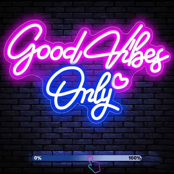Good Vibes Only Neon Sign for Wall Decor LED Light for Bedroom Powered by USB with Dimmable Switch Neon Light Sign for Bedroom X260514