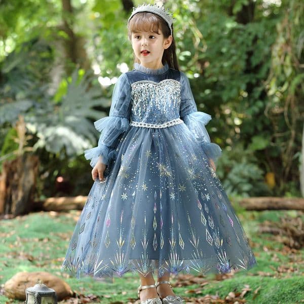 Disney Snow and ice Qiyuan childrens Aisha princess skirt girls skirt autumn and winter 2021 new Aisha dress Elsa L260514GKS9