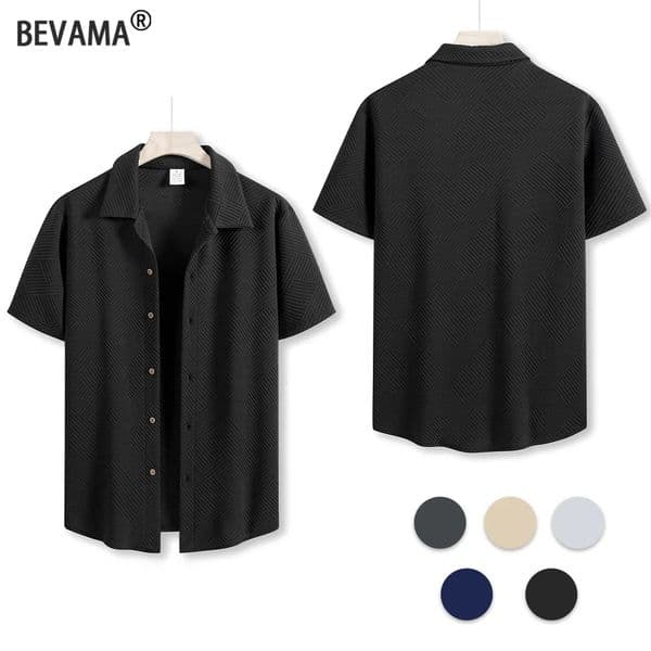 Mens Casual ShortSleeved Shirts Summer Solid Color Beach Vacations Comfortable Men Daily Short Sleeve Top 260513