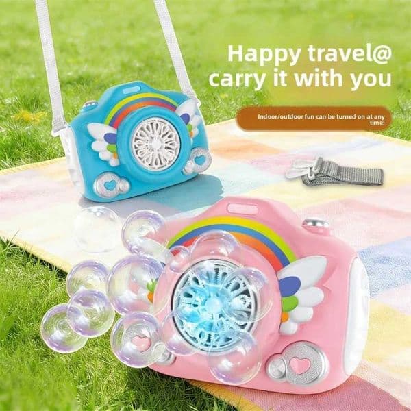 Children Electric Rainbow Camera Bubble Machine LED Light Automatic Bubble Blower Toy for Kids Outdoor Party Birthday Gift L260514KQ2T
