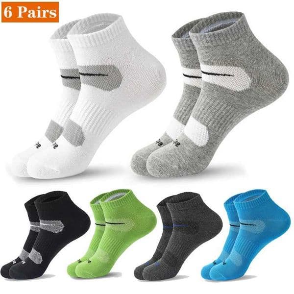 5 Pairs Men Socks Ankle Running Socks Black Sports Socks Casual Soft Four Season Absorb Sweat Breathable Male Socks L260514
