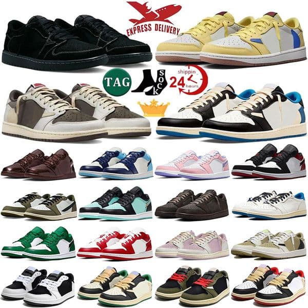 With Box 1 Designer Low Basketball Shoes 1S Wolf Grey Carbon Arctic Punch Black Toe Fragment Reverse Mocha Grey Camo Trainers Women Sneakers Sports Shoes EUR 36-47