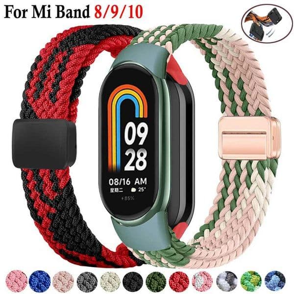 Magnetic Braided Strap For Mi Band 8 9 10 Breathable Nylon Bracelet Belt Pseira Correas For Mi B0 9 8 StrapJ260514