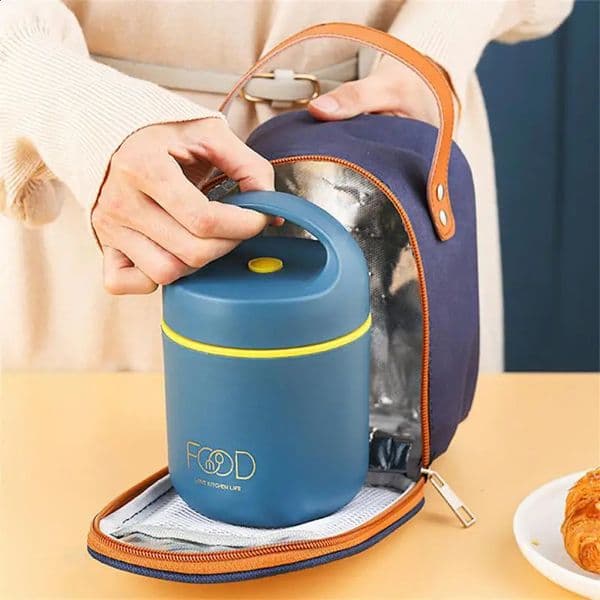 304 Stainless Steel Vacuum Thermal Lunch Box Insulated Lunch Bag Food Warmer Soup Cup Thermos Containers Bento Box for Students 240801