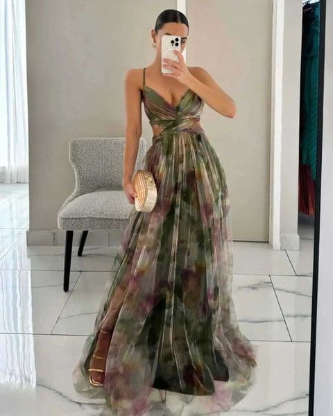 New Elegant Women Dresses S-XL Size Mesh Printed Sling Dress Holiday Leisure Party Slimming Versatile African Dress Beach Dress Z260513