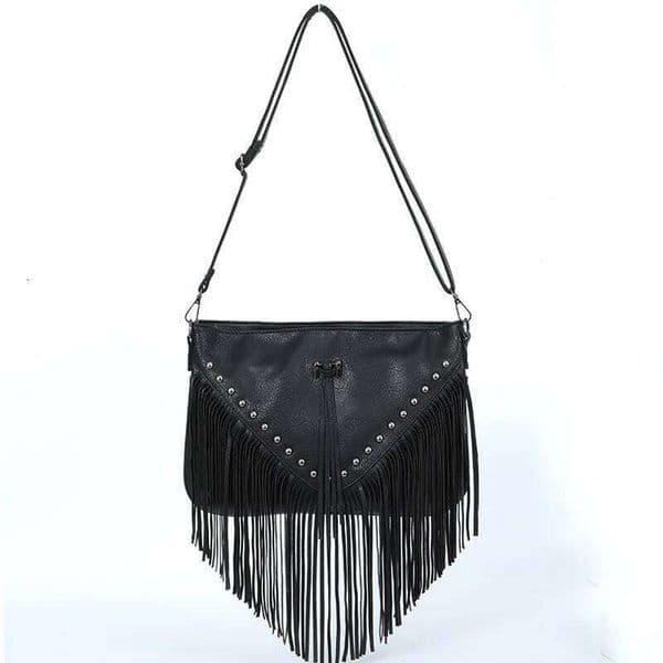 Europe And The United States Soft Leather Casual Rivet Tassel One Shoulder Oblique Straddle For Women Large Bag TIANOUDAISHU