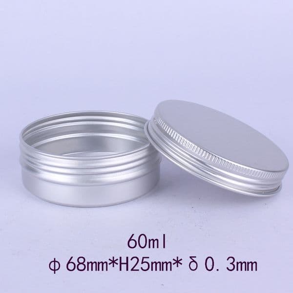 wholesale 60ml Empty Aluminum Jars Containers 60g Cosmetic DAB Tool Storage Wax Screw Lid Round Metal Tin Box Cans 60 ml For Dry Herb Gloss Balm Makeup Lip Essense Cosme