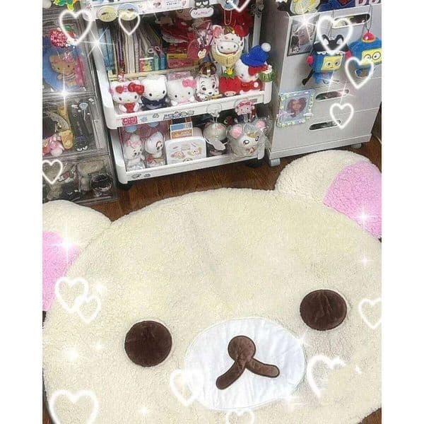 Kuna Rilakkuma Relaxed Bear Cartoon Cute Korea Soft Plush Floor Mat Home Bedroom Bedside Carpet W260514