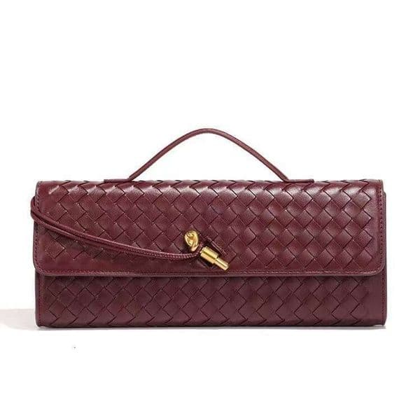 Cross-Border Hot-Selling Woven Women's New Baguette Evening Accordion Fashion Long Handbag Shoulder Crossbody Bag