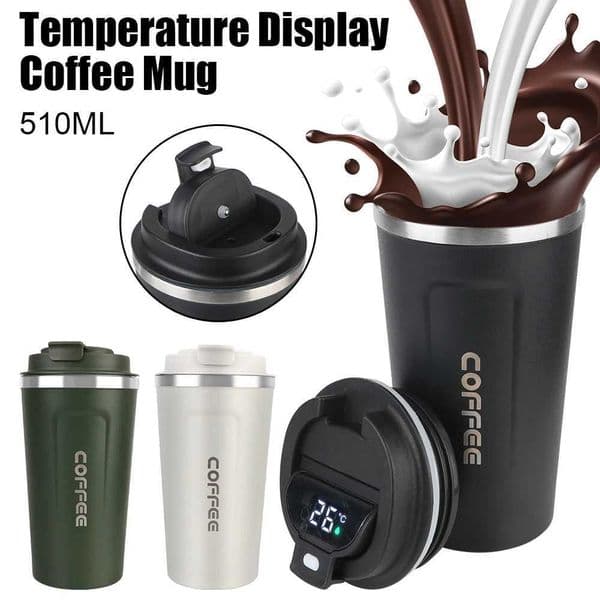 For Tea Water Coffee Mug Thermo Cafe 510ML LeakProof Travel Thermo Cup Car Thermos Mug Temperature DisplayT260514