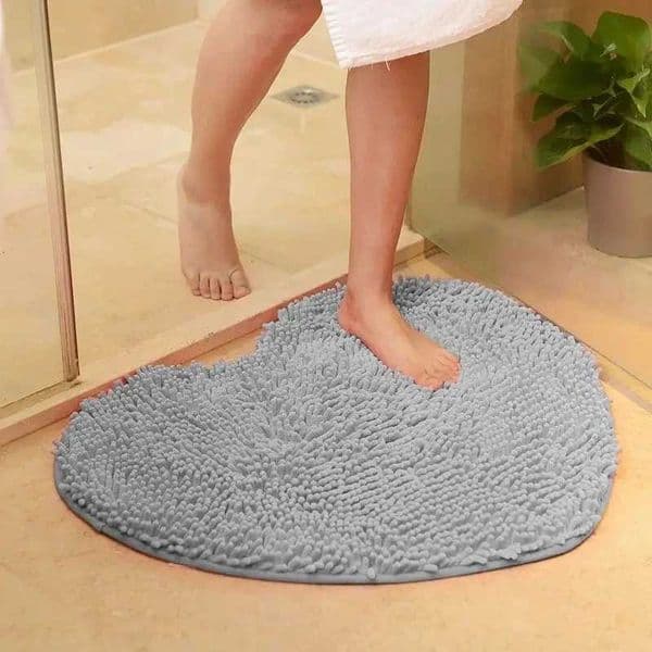 Chenille Bathroom Carpet Heart Shape Solid Color Mats Doormat Bathroom Non-sllip Absorbent Floor Mat Soft Bedroom Small RugJ260514