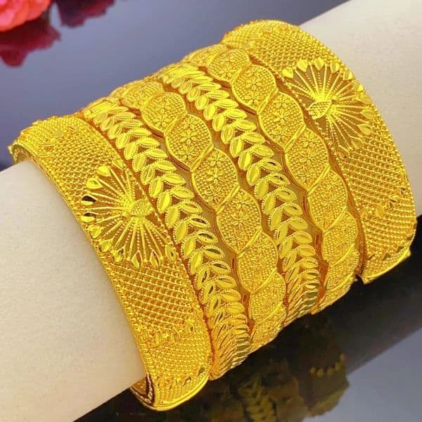 XUHUANG Indian y Bangles Bracelet Jewelry for Women Wedding Dubai 24k Gold Color Charm Accessories for Arabic Party Gifts 260513