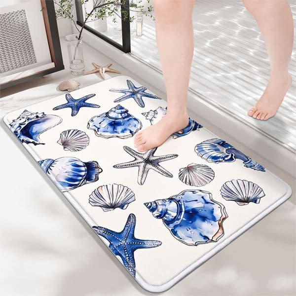 Designer Floor Mat New Imitation Cashmere Absorbent Starfish Shell Household Mat, Anti cool carpet Slip Bathroom For Home Use Free Shipping *