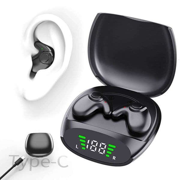Bluetooth-Compatible Stereo Headphones with Mic Invisible Sleep Earphones Lightweight Open Ear Headsets for Travel and Business W260514