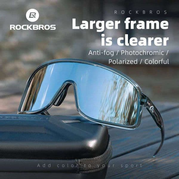 ROCKBROS Cycling Lightweight Polarized Photochromic UV400 Sun Protection HD View Large Frame MTB Bicycle Glasses 26W0514